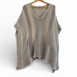 Goodis Open Knit V-Neck Poncho M/L Boho Beach Cover-Up